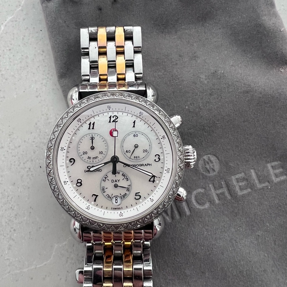 Women’s Diamond Michele Watch with two tone band